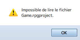 Erreur RPG Maker MV : Impossible de lire le fichier Game.rpgproject